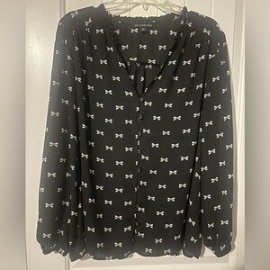 Zac & Rachel Black Blouse with White Bow Print